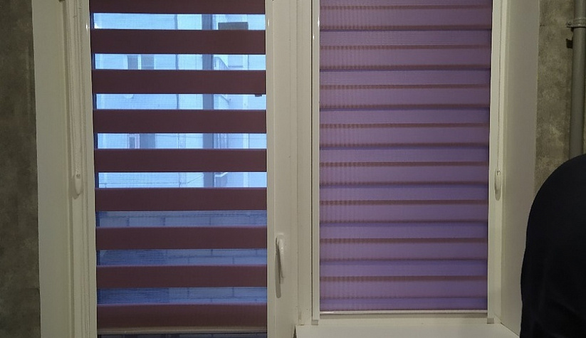 Рулонные шторы Юни2 с тканью Зебра Стандарт лиловый