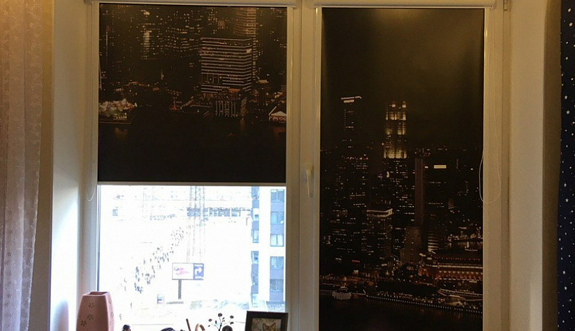 Рулонные шторы Юни2 с фотопечатью города на ткани black-out